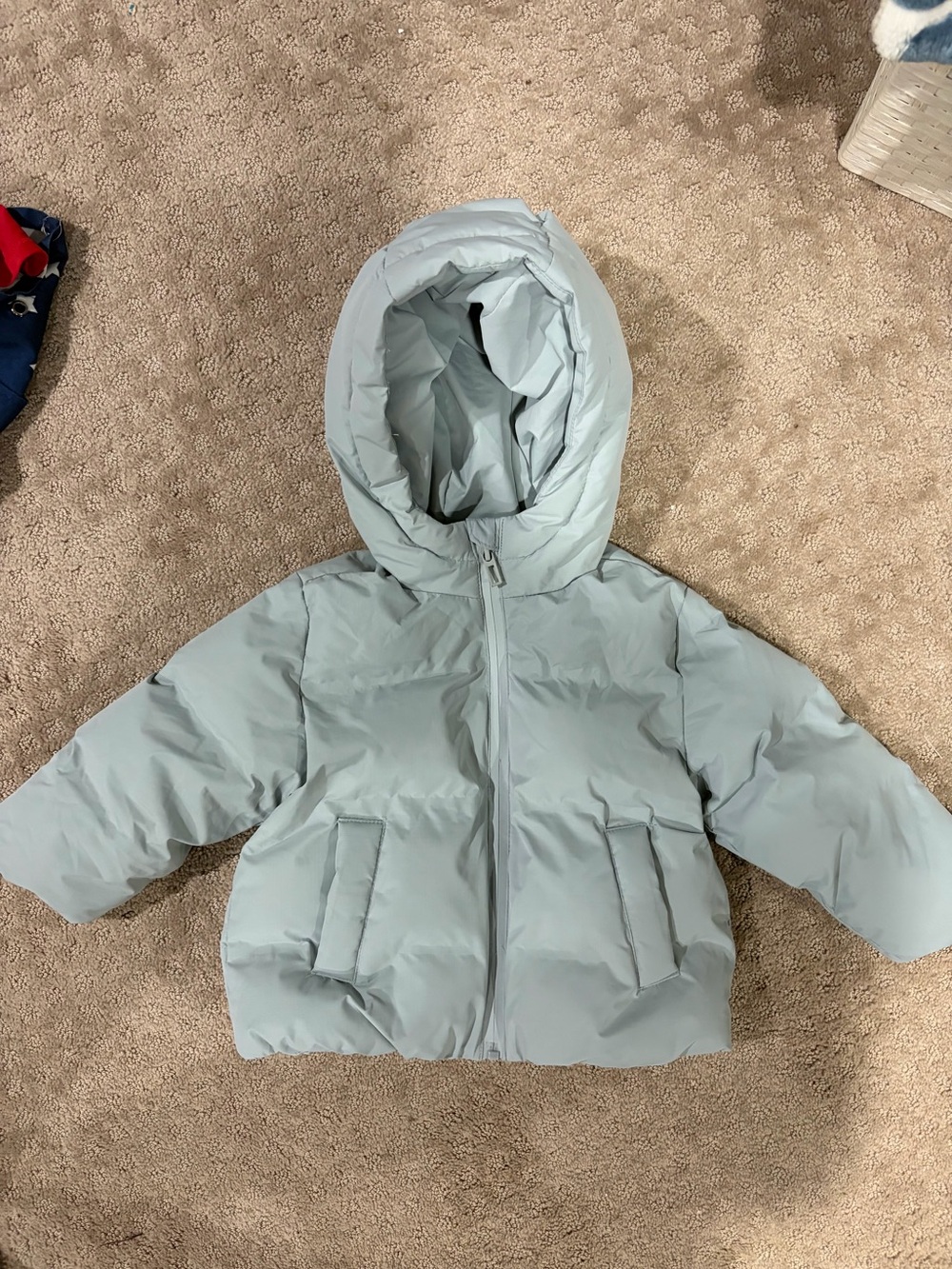Zara Pale Blue Hooded Puffer Coat for Kids